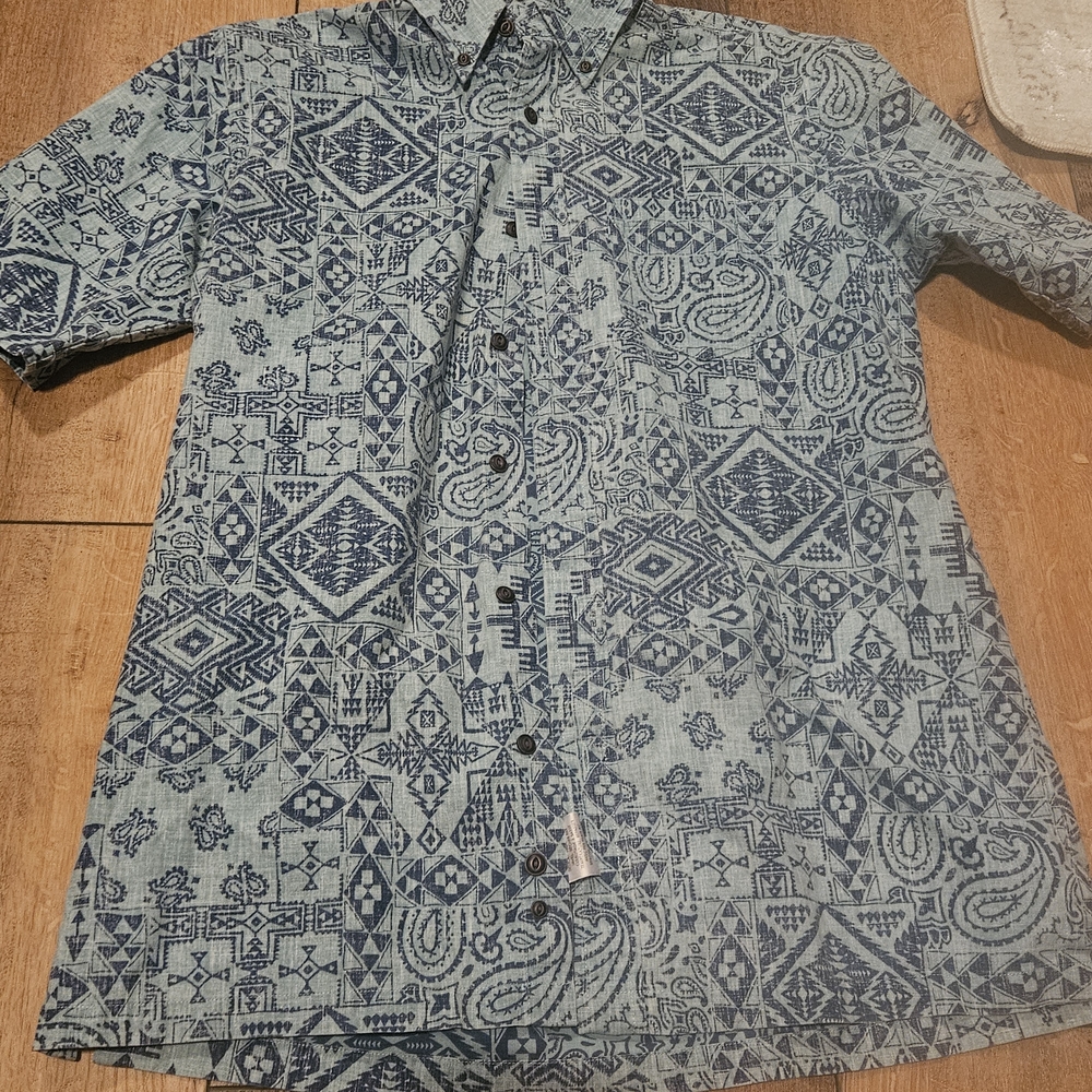 Pendleton Blue Geometric Casual Button Down Shirt